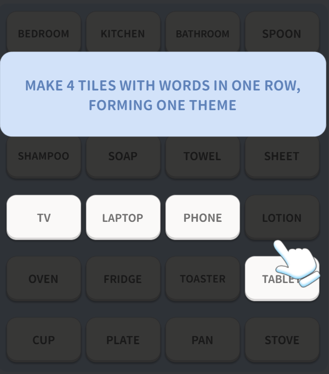 Drag word blocks to connect related terms in the word association game
